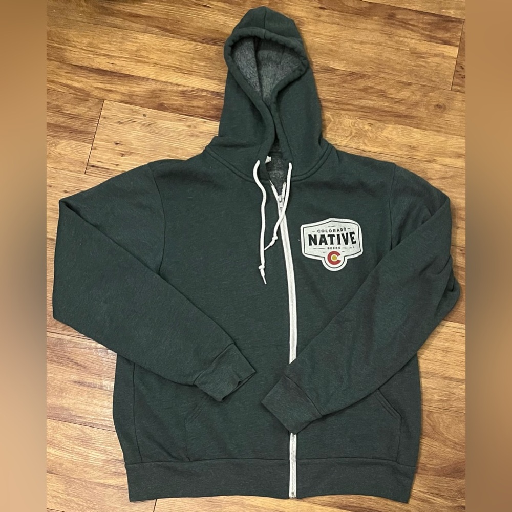 Bella Canvas Dark Green Zip-Up Hoodie with White Accent